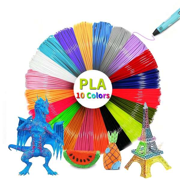 PLA dedicado, 10 colores * 5m, adecuado para plumas de impresión 3D de alta temperatura con diámetro de 1,75 mm,Recargas de filamento para bolígrafo 3D de alta precisión.,Para Pluma 3d,dimpresora 3d,10pcs