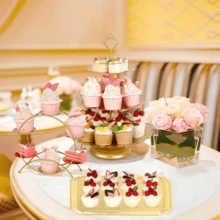 10pcs Disposable Gold Paper Trays, Thickened Anti-Oil Rectangular Cake Boards With Thickened Base, Suitable For Elegant Dessert Table, Cupcake Display, Birthday Party, Wedding And Other Occasions - Gold - View 7