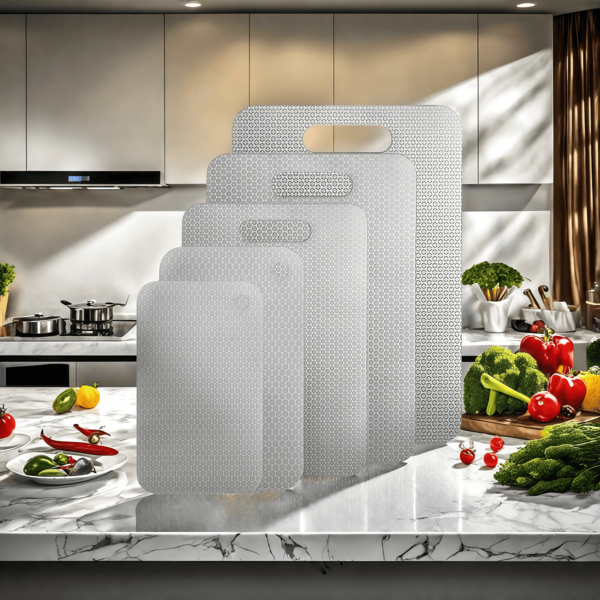 Planche à découper en acier inoxydable de grade titane avancé pour les fruits, les légumes et les viandes. Planche à découper, accessoires de cuisine pour la maison et le camping, portable et durable, compatibilité universelle, facile à nettoyer