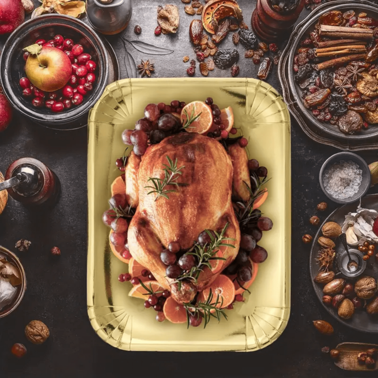 10pcs Disposable Gold Paper Trays, Thickened Anti-Oil Rectangular Cake Boards With Thickened Base, Suitable For Elegant Dessert Table, Cupcake Display, Birthday Party, Wedding And Other Occasions - Gold - View 7