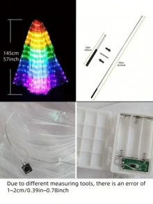 1 件创意彩色 LED 发光蝴蝶舞翅膀（带棍棒）、彩色派对舞蹈舞台表演灯光道具发光斗篷、表演肚皮舞。适用于舞台表演、派对礼品、舞台装饰、节日装饰、房间装饰、家居装饰、主题派对装饰、圣诞节和情人节装饰（不含电池）。 - 彩色 - 查看 16