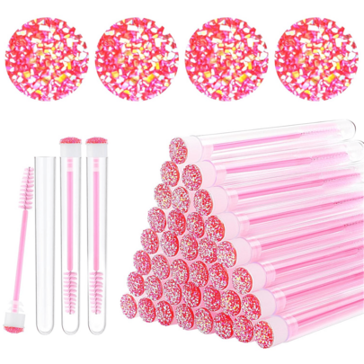 50 ชิ้น แปรงหัวแปรงขนตา หลอดแปรงมาสคาร่าใช้แล้วทิ้ง หลอดแปรงขนตาใช้ซ้ำได้ แปรงทำความสะอาดป้องกันฝุ่น หลอดเก็บรักษา