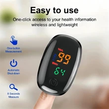 Oxímetro de pulso de dedo, Monitor de frecuencia cardíaca, Monitor de Spo2 con cordón y estuche de almacenamiento