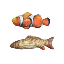 28cm逼真毛绒鱼玩偶（非电动）宠物抱枕仿真逗鱼毛绒玩偶逗猫毛绒鱼玩偶金鱼鲫鱼鲤鱼小丑鱼柔软填充动物鲤鱼毛绒抱枕玩偶创意睡垫（手工测量尺寸，可能有轻微偏差） - 彩色 - 查看 22