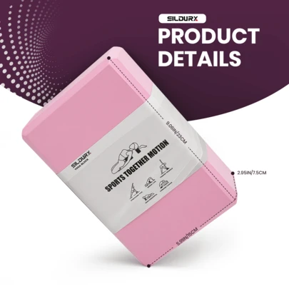 1块/2块EVA瑜伽砖，纯色，高密度泡沫，轻便易携，适用于瑜伽、普拉提、冥想，适合初学者，粉色、蓝色