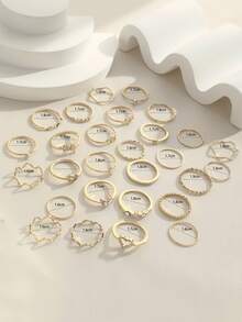 Stackable Gold Knuckle Rings, Thick Solid Gold Ring Set, Delicate Stacking Cute Rings, Multiple Sizes, Adorable Jewelry Gift Set - Multicolor - View 5