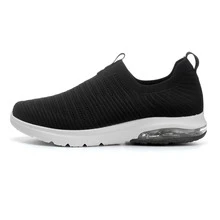 Womens Walking Shoes Breathable Knit Slip On Sneakers Lightweight Athletic Gym Shoes - 黑色 - 查看 4