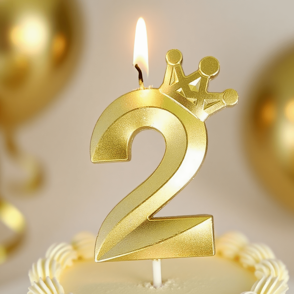 1PC Multi-Color Gold Crown Digital Candles, Age Birthday Candles, Crown Colored Candles, Birthday Party Cake Decorations, Wedding And Birthday Supplies, Home And Party Decorations - Gold - View 1