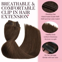 8 件/套 直发夹式接发 真人发 8 至 28 英寸 巴西雷米直发 巧克力棕色