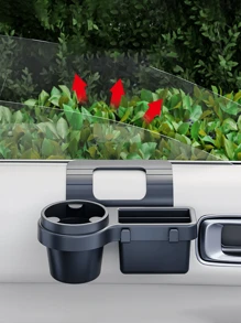 耐用的黑色塑料多功能汽车储物盒，带杯架、手机插槽和储物隔层 - 节省空间的设计，适合饮料、食物、智能手机和必需品，适合大多数车辆、汽车储物 - 彩色 - 查看 6