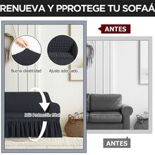 AMOROSA 3 Pieza Funda Cubre Sala con Falda Tipo Plumeti Funda de Sofá Lavable Elástica Fácil de Instalar Fundas para Sillones Sala  (1 plaza, 2 plazas, 3 plazas) Decoración Sala Gris Oscuro - Gris Oscuro - Ver 6