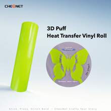 CHEONET 3D 立体压纹热转印乙烯基卷材 - 9.8 英寸 x 5 英尺，1 卷装，熨烫式，适用于 T 恤、包袋和纺织品，耐高温烫金雕刻膜，混色