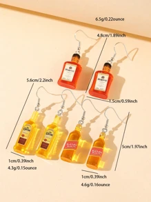 1 对时尚简约精致高端酒瓶树脂耳环 - 彩色 - 查看 2