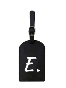 个性化皮革行李牌，可定制A-Z字母，隐私保护套，带名片槽，可爱旅行背包标签，男女通用，适用于宠物包、背包、行李箱、文具包等，旅行必备，适合海滩度假、返校季，是送给家人、朋友和老师的理想礼物，字母印花 - 黑色 - 查看 11