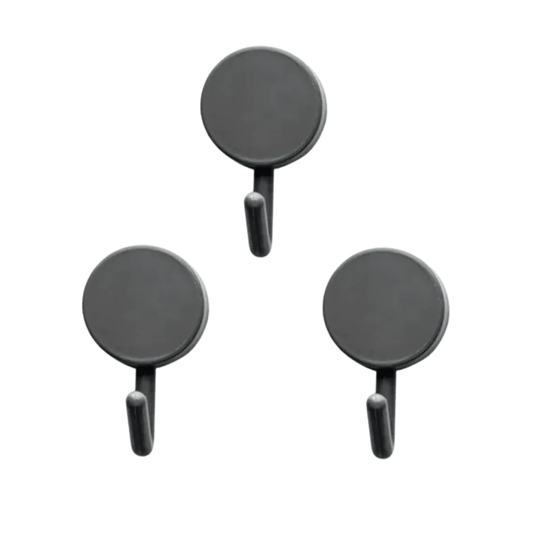 3 Ganchos Adesivos Para Pendurar Objetos de Até 1kg Preto - Preto - Visão 1