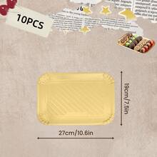 10pcs Disposable Gold Paper Trays, Thickened Anti-Oil Rectangular Cake Boards With Thickened Base, Suitable For Elegant Dessert Table, Cupcake Display, Birthday Party, Wedding And Other Occasions - Gold - View 15