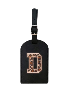 1pc TSA Approved Luggage Tag, PU Leather Material, Leopard Print, Alphabet A-Z Options, With Privacy Cover, Can Be Used As Business Card Or Travel Backpack Label, Unisex, Travel Essential, Luggage, Travel Gear, Back To School, Alphabet Print - Multicolor - View 10