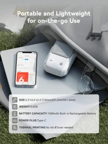 Niimbot B1 Mini Portable Thermal Printer, Pocket Label Printer Suitable For Self-Adhesive Stickers, UV Labels, Bluetooth Printing Label Machine - Grey - View 3