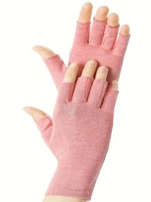 1 pereche de mănuși neutre pentru bărbați și femei, mănuși cu degete expuse multicolore, mănuși tricotate elastice calde, sindrom de tunel carpian, artrită reumatoidă, tendinită, mănuși de compresie avansate violet deschis, foarte potrivite pentru utilizare zilnică, tastare, muncă