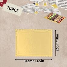 10PCS Scallop Edge Rectangle Paper Trays, Heavy Duty Disposable Golden Cardboard With Greaseproof Coating, Perfect For Elegant Dessert Table Serving Parties, Cupcake Display, Birthday Party, Wedding - Gold - View 14