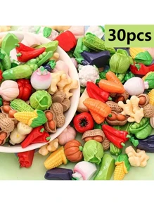 10pcs/30pcs/50pcs Mini Fruit & Vegetable Resin Decor, Pumpkin, Corn, Chili Pepper, Peanut, Ginger Resin Small Models, Tabletop Decoration, Miniature Food Toys, Photography Props, Small Landscape Accents, Home Gifts, Party Favors