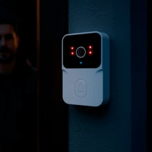 Campainha Sem Fio Inteligente Com Interfone Câmera Wi-fi  Casa Resendencial - Branco - Visão 1
