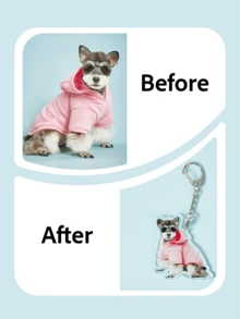 PETSIN 1pc Personalized Animal Portrait Dog/Cat Polycarbonate (PC) Keychain, For Dorm Rooms, For Teacher Gifts, School Supplies, For University, For Classroom - White - View 5