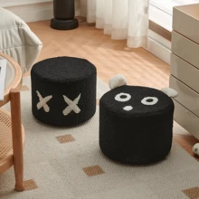 1 件木制立方体形玄关凳，创意羊毛垫脚凳，适合客厅、儿童