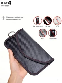 Funda con bloqueo de señal RFID de material de fibra de carbono para protección de privacidad para teléfono móvil. Estuche con blindaje anti-rastreo y anti-hackeo para billetera, billetera pequeña y monedero de mujer