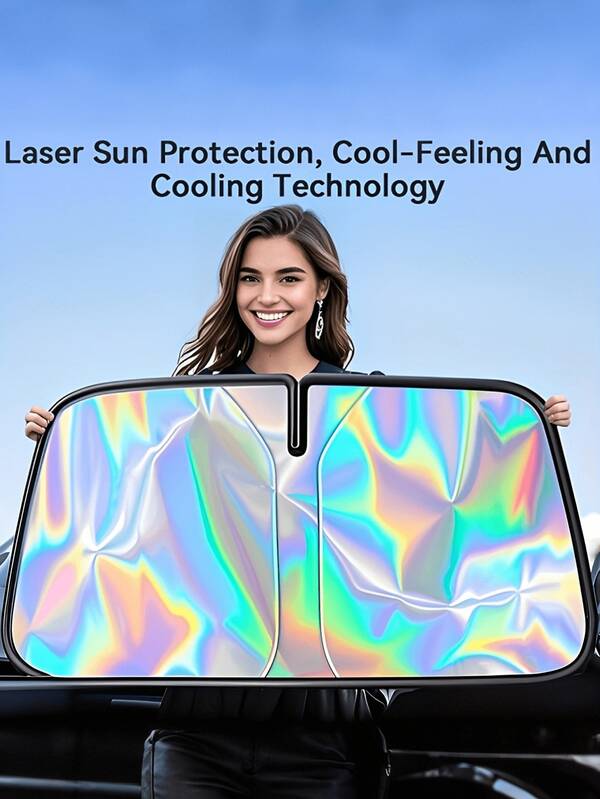 Automobile Windshield Sunshade-Foldable Automobile Umbrella Sunshade, Anti-Ultraviolet Car Front Window (Heat Protection) Windshield Cover Card