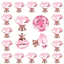 10pcs Transparent Pink, Champagne Gold Crystal Glass Knobs, Suitable For Kitchen Cabinets, Vanity, Drawers, Bathroom Vanity, Wardrobe Doors And Hardware Accessories - Pink - View 2