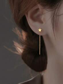 925 Sterling Silver Star Earrings For Women, Minimalist Elegant Earrings, Unique Design, Hypoallergenic, Suitable For Ear Cartilage And Earlobe, New Jewelry