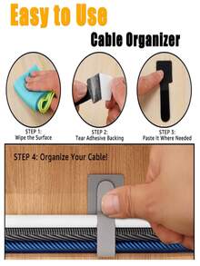 40 个尼龙线夹、自粘式线夹、桌下线缆管理、家用和办公室多用途线扎带、线缆整理器、桌线固定器、电脑线紧固件 - 彩色 - 查看 6