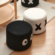 1 件木制立方体形玄关凳，创意羊毛垫脚凳，适合客厅、儿童