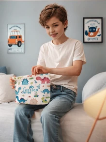 1 szt. Niestandardowa kosmetyczka z motywem dinozaura i imieniem, doskonały wybór do przechowywania kosmetyków podczas wyjścia, możliwość personalizacji według własnego, unikalnego projektu, odpowiednia dla dzieci i nastolatków, możliwość nadrukowania własnego imienia lub imion siostry i kolegów z klasy jako prezentu