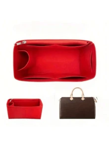 CRAZY SMITH 优质毛毡手提包收纳袋，适用于快速化妆旅行手提包内袋，带多个口袋，米色和棕色，安全拉链隔层，耐用毛毡材料，手提包收纳 | 时尚收纳 | 安全拉链口袋，钱包收纳袋