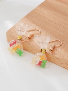 1pc Creative Mini Bear Candy Bag Model Pendant Earring Women Party Gift Daily Decoration - Multicolor - View 2