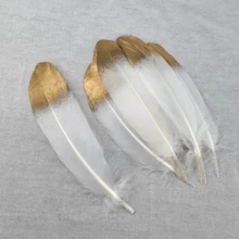 50pcs 1pc Goose Feather Spray Gold 15-20cm/6-8inch Black And Gold Artificial Feathers For DIY Crafts, Wedding And Party Decorations Feather Pens Photo Props, Handmade Imitation Feathers - Mây cát tường - Xem 3