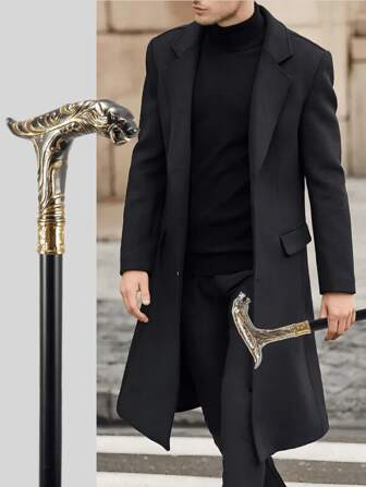 1 件多色花卉豹纹手杖 - 复古风格金属手杖，全金属材质绅士手杖适合角色扮演和舞台表演，适用于派对和活动