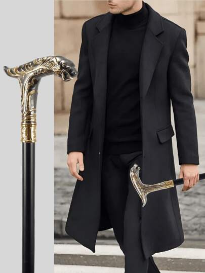 1pc Multi-Color Floral Leopard Print Walking Cane - Vintage Style Metal Cane, Full Metal Material Gentleman's Walking Stick Suitable For Cosplay And Stage Performance, Applicable For Parties And Events