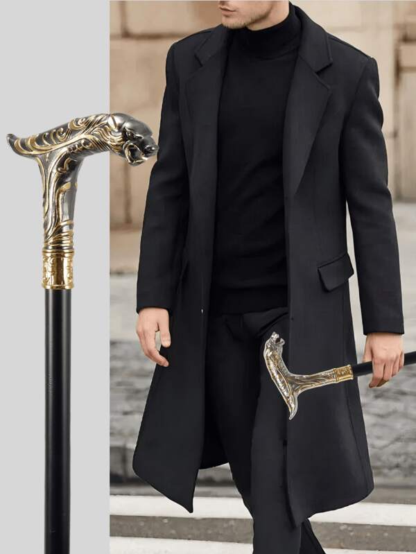 1pc Multi-Color Floral Leopard Print Walking Cane - Vintage Style Metal Cane, Full Metal Material Gentleman's Walking Stick Suitable For Cosplay And Stage Performance, Applicable For Parties And Events