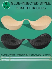 1/2 Piece (5CM Thick Cups, With Transparent Shoulder Straps Included) Invisible Self-Adhesive Push-Up Bra - Strapless Backless Bra Set, Breast Enhancing & Anti-Sagging, Ideal For Small Chests, Weddings & Summer Dresses - Nhiều màu - Xem 1