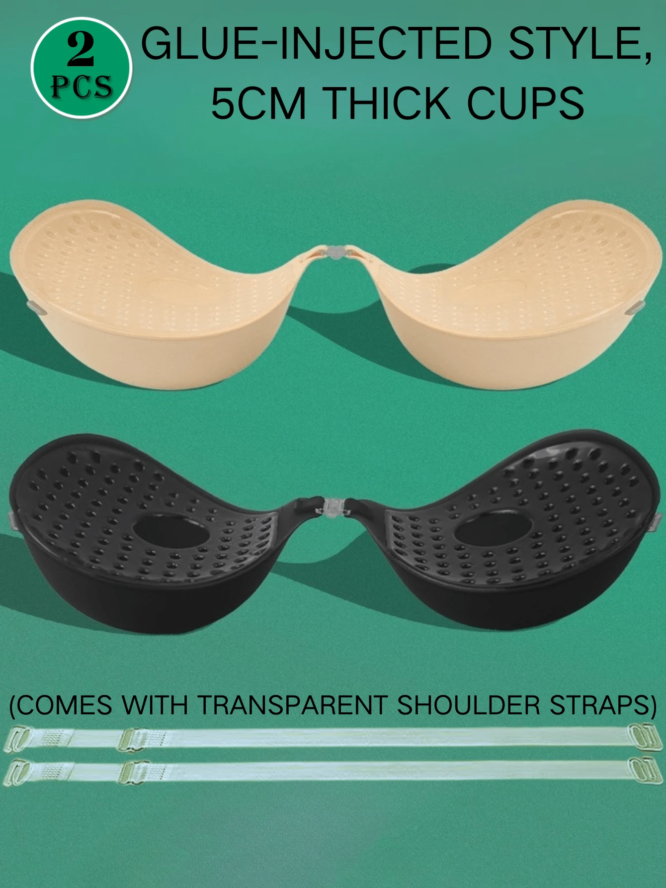 1/2 Piece (5CM Thick Cups, With Transparent Shoulder Straps Included) Invisible Self-Adhesive Push-Up Bra - Strapless Backless Bra Set, Breast Enhancing & Anti-Sagging, Ideal For Small Chests, Weddings & Summer Dresses - Nhiều màu - Xem 1