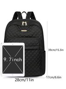 女士尼龙纯色绗缝大容量多功能背包，简约休闲学生学校旅行通勤包