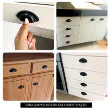 Kit 2 Puxadores modelo Concha Colonial acabamento Premium de Alta Qualidade p/ Gavetas, Armários, Cômodas, Móveis em geral - Preto - Visão 2