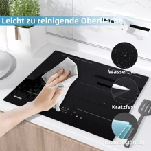 IsEasy 4-Plate Induction Hob, Self-Contained Induction Cooking Area, 60cm Hob, Black