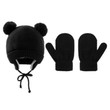 1 Set Baby Solid Color Ear Decor Knitted Beanie Hat & Gloves, Warm & Cozy For Autumn/Winter, New Year Gift - 2-piece Set - View 6