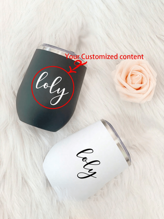 1pc Double-Layer Stainless Steel Vacuum Insulated U-Shaped Eggshell Cup, Suitable For Home, Office, Outdoor Travel, And Sports. 340ml. The White Cup Is Labeled With A Black Crystal Logo, And The Black Cup Is Labeled With A White Crystal Logo,Brunch-Ready