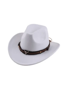 Western Cowboy Hat For Men Women Classic Roll Up Fedora Hat With Buckle Belt - Multicolor - View 6
