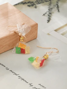 1pc Creative Mini Bear Candy Bag Model Pendant Earring Women Party Gift Daily Decoration - Multicolor - View 3
